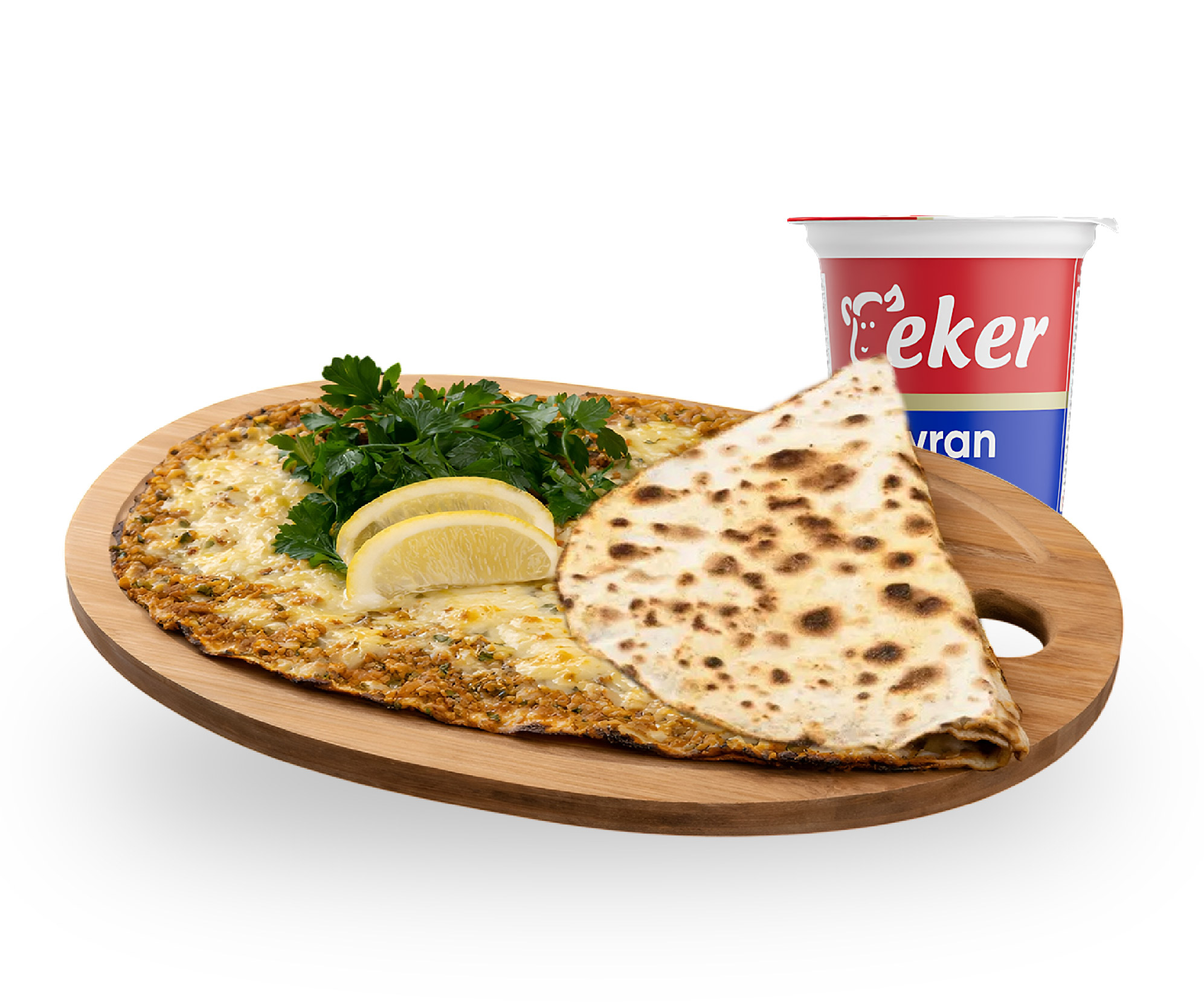 Tek Lahmacun + AYRAN (Kaşarlı)